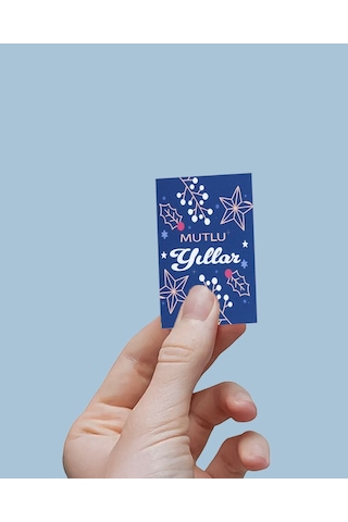 Yılbaşı Mutlu Yıllar Yazılı Hediye Kart Seti, Yıldız Temalı Paketleme Kartı, 25 Adet-6,5x10 Cm, Mavi