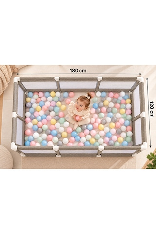 Avocado Güvenli Çocuk Ve Bebek Oyun Alanı 180x120 Oyun Pedi Topları Oyun Parkı