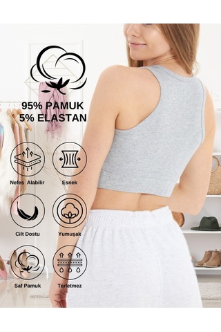 Alya Underwear Kaşkorse Spor Bra Gri Melanj