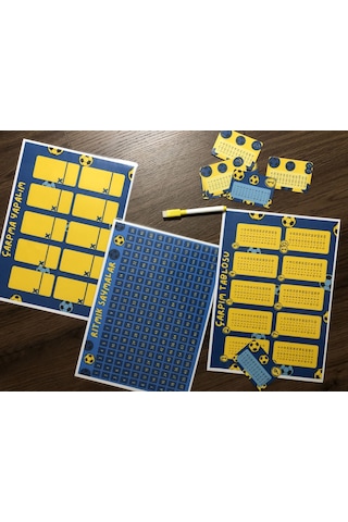 4'lü Çarpım Tablosu Seti - Kalem Hediyeli Taraftar Sarı Lacivert