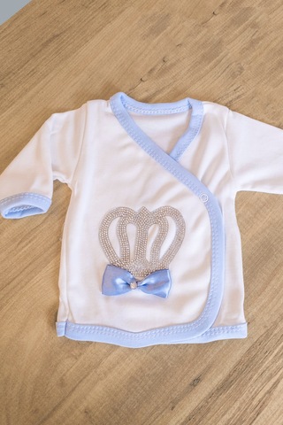 Mavi Taşlı 5 Parça Hastane Çıkışı Erkek Bebek Giyim Mavi