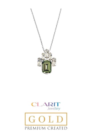 Created Tourmaline Taşlı Clarit Serisi 42 Cm 8 Ayar Beyaz Altın Kolye