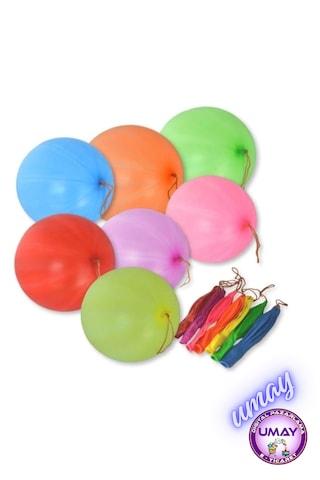20 Adet Zıpzıp Balon İpli Lastikli Punch Panç Büyük Balon Karısık