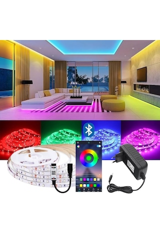 Rgb Şerit Led Işık 256 Renk Bluetooth Kontrol Set 2.5 Metre