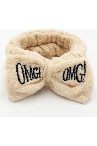 Omg Peluş Bandana Makyaj Spa Saç Bandı Krem Krem