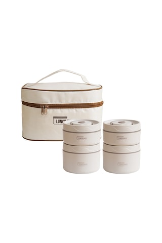 Airron Eternal Luck Paslanmaz Çelik 4 Katlı Yalıtımlı Gıda Saklama Kutusu Beyaz