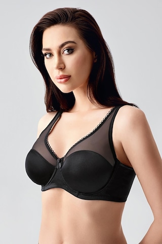 New Bra Kadın C Kap Balenli Tül Detaylı Toparlayıcı Sütyen Siyah 2304 Siyah