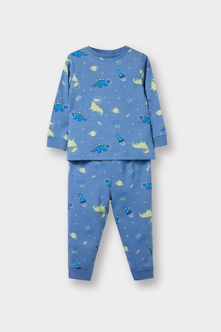 Defacto Erkek Bebek Pijama Takımı Dinozor Baskılı Uzun Kollu Penye Üst Uzun Alt E9472a525aube534 Mavi