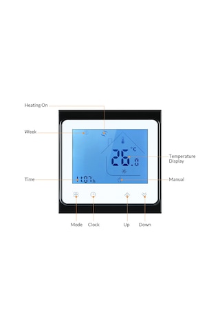 Vkemall Yeni Nesil Gaz Kazanı İçin Lcd Ekranlı Enerji Tasarruflu Oda Termostatı, Bht-002gc Beyaz/siyah, Kolay Kurulum. 2 M
