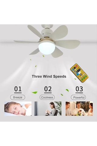 Fastbuy Tavan Vantilatörü Işığı, Ev Kullanımı, Mini Vantilatör Lambası, Uzaktan Kumandalı, A Beyaz Beyaz