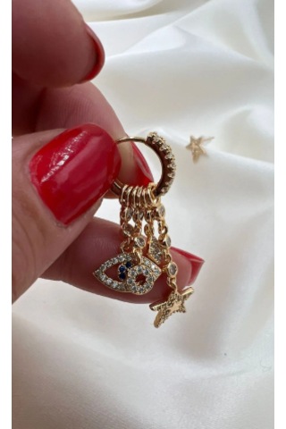 Bb Çoklu Charm Küpe Altın