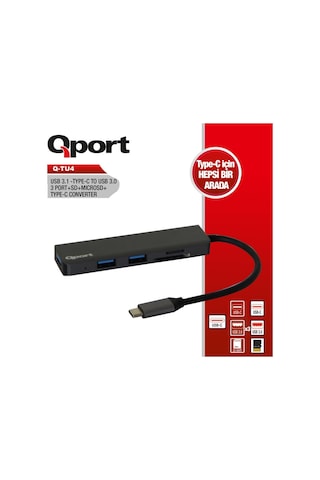 Qport Q-Tu4 Type-C To Usb 3.0 3Port+Sd +Micro Sd +Type-C Çevirici