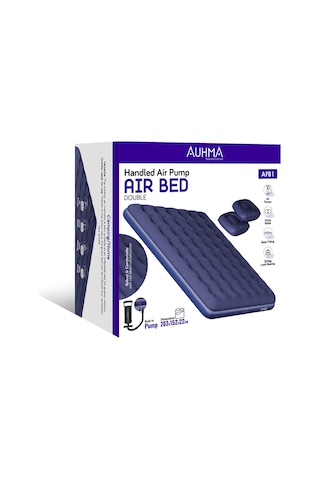 Auhma Afb1 Çift Kişilik Şişme Yatak Dahili Pompalı 203x152x22cm Kamp & Ev Kullanımı İçin MAVI Mavi