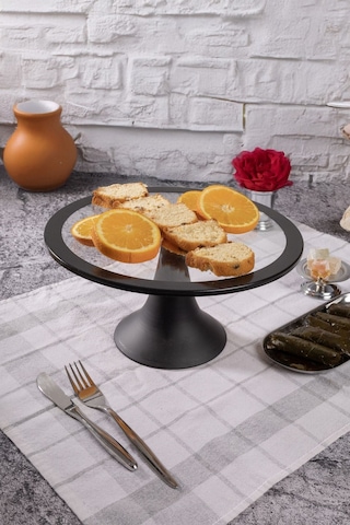 Siyah Yuvarlak Pasta Standı, Kek Ve Kurabiye Sunum Stantı, Çeyizlik, Hediyelik, Pasta Tabağı Siyah