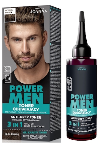 Power Men Anti-grey Toner 3ü1arada Saç Sakal Bıyık 04 Doğal Kahverengi 3 Adet