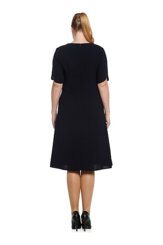 Nidya Moda Büyük Beden Davet Elbise Ayraç Yaka-4067L Lacivert