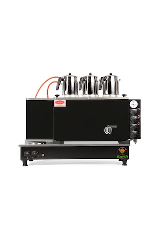 3 Demlikli Siyah Boyalı Çay Kazanı Sadece Elektrikli Pleytli A++