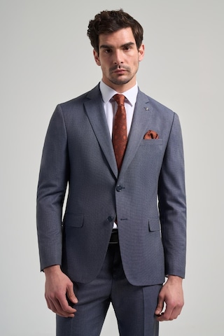 İmza Kendinden Desenli Bez Ayağı Mono Yaka Tam Astar Esnek 6 Drop Slim Fit Takım Elbise 1001250168 Lacivert