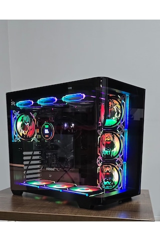 Anime Karakterli 7 Argb Fanlı 750w 80+ Powerlı Siyah Akvaryum Kasa