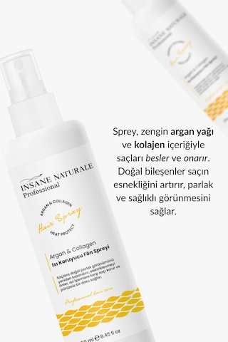 Insane Naturale Argan Collagen Isı Koruyucu Saç Şekillendirici Fön Spreyi 250 ML