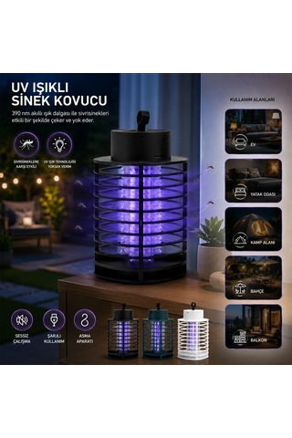 Usb Şarjlı - 2 Renk Işık Asma Aparat - Sessiz Çalışma Uv Işıklı Sinek Kovucu Hs-373 5468