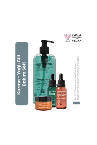 Cosmogenesis Labs Akne Karşıtı ve Gözenek Sıkılaştırıcı Vegan Cilt Bakım Seti