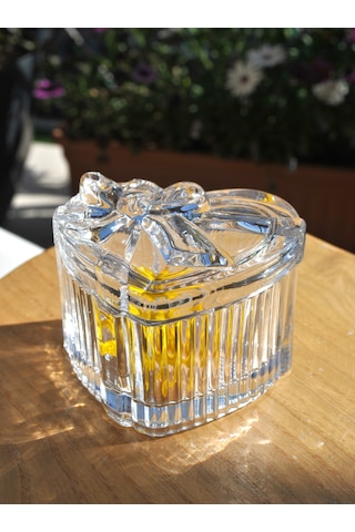 Kalpli Kurdele Cam Şekerlik Hediyelik Kapaklı Takı - 1 Adet