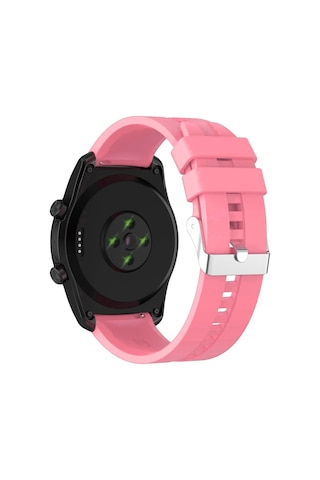 Forzacase Universal 22mm Akıllı Saatler İçin Tokalı Çizgi Desen Silikon Kordon Kayış - Fc369 Pembe