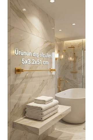 Premium Gold Alüminyum Büyük Havlu Askısı Yapışkanlı Altın