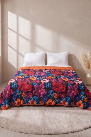 Örgü Çiçekler 5d Çok Amaçlı Tek Kişilik Baskılı Pike & Yatak Örtüsü 160x220 Cm Çok Renkli