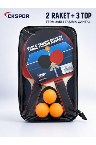 Ckspor 2 Li Masa Tenisi Raketi Seti 3 Top Ve Fermuarlı Taşıma Çantalı Ping Pong Seti