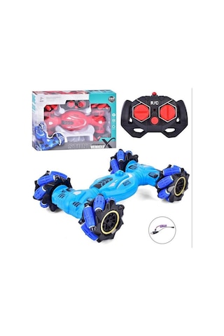 Rc Drift Araba Yan Yan Giden Speed Atan Led Işıklı Uzaktan Kumandalı 360 Derece Dönen Stunt Rc Araba Mavi