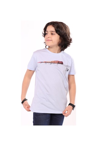 Toontoy Kids Toontoy Erkek Çocuk Tren Baskılı Tişört Mavi