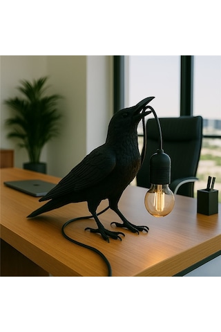 3d Lab Decorative Karga Figurlu Dekoratif Masa Lambasi - Siyah Moder Siyah