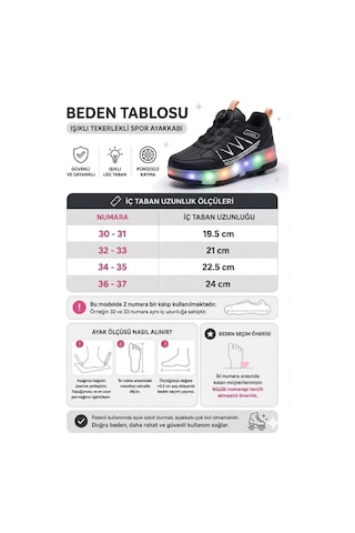 Ceylan Cyln 2620 Kız Çocuk Işıklı Patenli Spor Ayakkabı Kol Saati Hediyeli Siyah