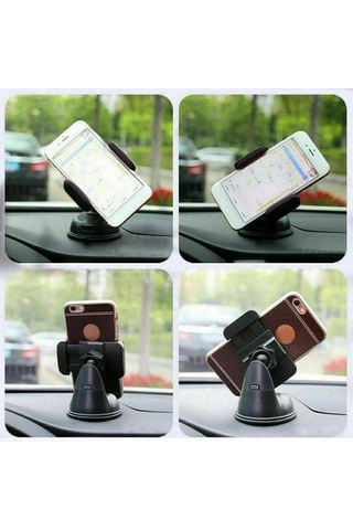 Lemestar Araç Telefon Tutucu Silikon 360 Dönen Mini Süspansiyon - Dashboard Cam Geri Görüş Ekranı Stant Abs Malzeme 5-9cm Genişlik Ayarı