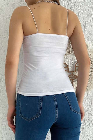 Noa & Noa Kadın İnce Askılı Düz Crop Atlet White Base beyaz