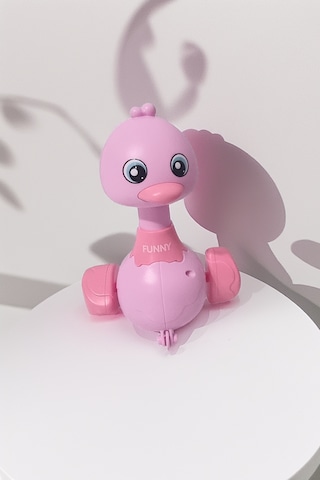 Çocuklar İçin Sevimli Ördek Bas Bırak - Kurmalı Oyuncak Ördek - Pembe