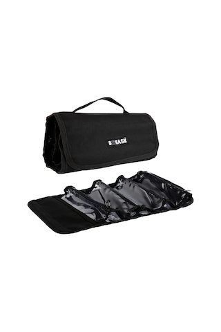 Multi Kalem Kutusu 4 Şeffaf Fermuarlı Bölüm Roll Case Siyah Siyah