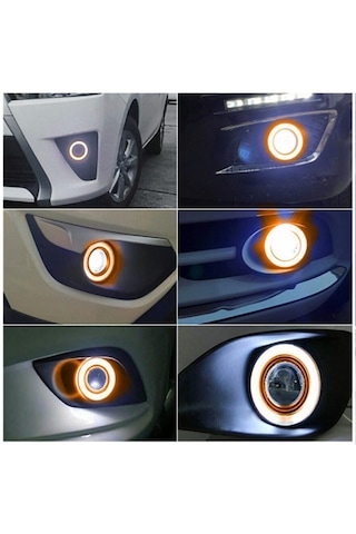 Volkswagen Golf 5 Uyumlu, Universal Mercekli Led Sis Farı, 76mm Turuncu Renk