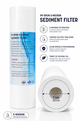 10'' 5 Micron Sediment Filtre Kalınlaştırılmış Uzun Ömürlü Sediment