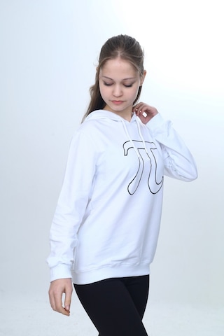 Toontoy Unisex Çocuk Pi Sayı Baskılı Regular Kapüşonlu Sweatshirt Beyaz