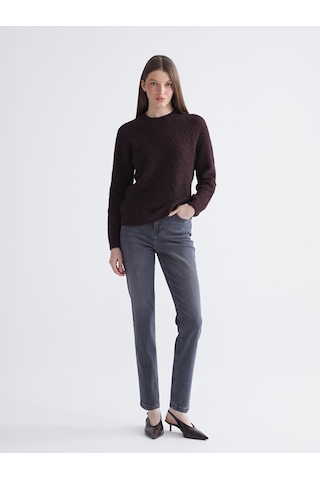 Lcw Modest Gri Mom Fit Kadın Jean Pantolon