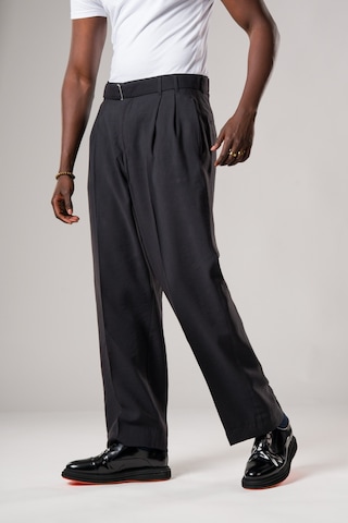 Akçaylar Çift Pileli Yazlık Modal Kumaş Beli Kemerli Geniş Paça Baggy Pantolon Siyah