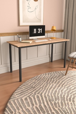 Viva Çalışma Masası Bilgisayar Masası Ofis Masası 87cm X 47cm Atlantik Çam  -  Siyah
