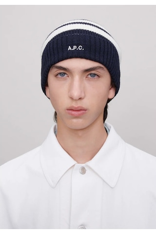 A.p.c Martin Unisex Koyu - Ekru Merino Yün Bere Lacivert