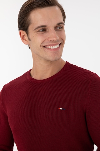 U.S. Polo Assn. Erkek Slim Fit Bisiklet Yaka Bordo Basic Kazak 50298282-VR014