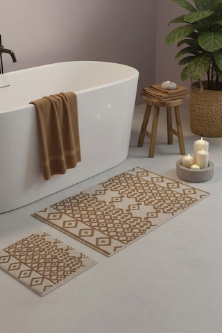 Etnik Desen 2 Li Banyo & Klozet Paspas Takımı Çok Renkli
