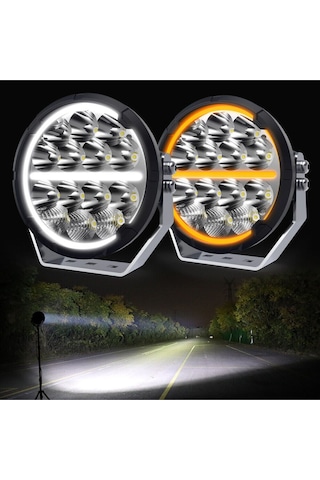 6.5'' Angellı 60w 14 Led Turuncu Beyaz Drl Mercek Far