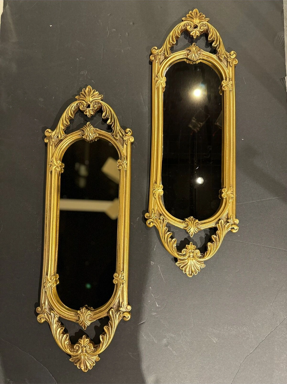 Dekoratif Polyester Ikili Niş Dikdörtgen Ayna Takımı Polyester Gold